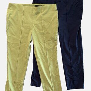 2 Nina Leonard Millennium Tummy Smoothing Ankle Pants Moss Green Navy PXL Plus
